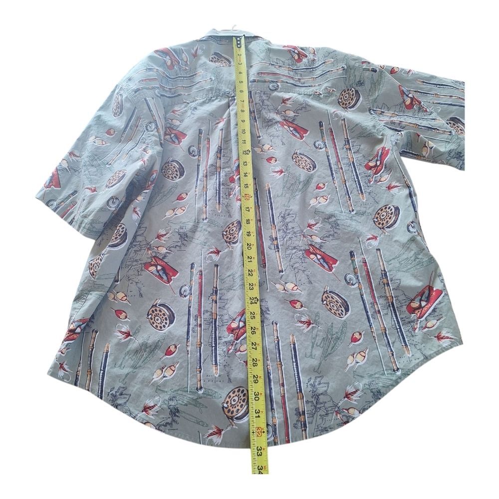 Ivy Crew Fish Theme Button Down 100% Cotton Men’s XXL Classic Short Sleeve Cabin - Picture 6 of 8